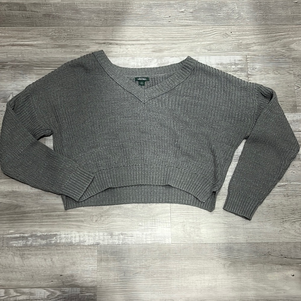 Gray Wild Fable medium waist length sweater.